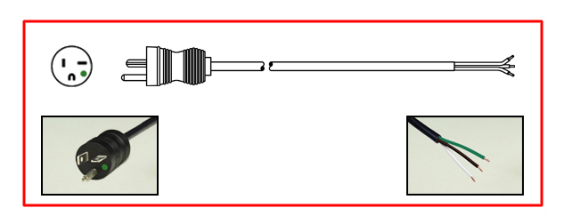 Hospital Grade Power Cord - Hospital Grade NEMA 5-20 plug to Unterminated End