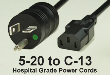 Hospital Grade NEMA 5-20 Hospital Grade Power Cord