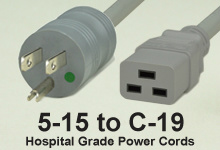 Hospital Grade NEMA 5-15 Hospital Grade Power Cord